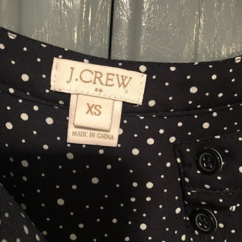 J. Crew Black and White Small Polka Dot Top